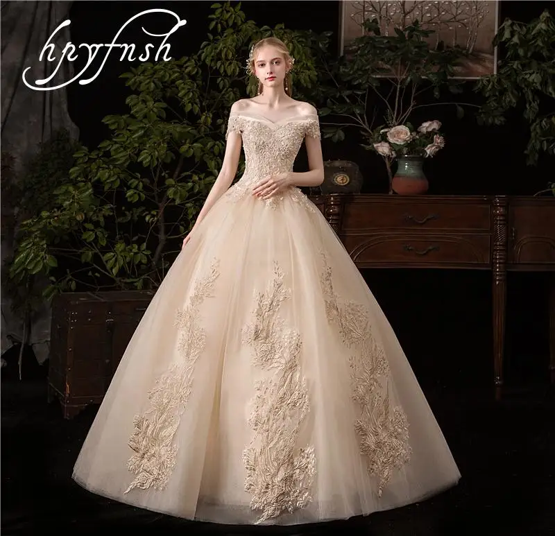 

HPYFNSH Wedding Dress Short Fashion Sexy Elegant Sweetheart Off The Shoulder Vestido De Noiva Lace Embroidery Gowns Plue Size