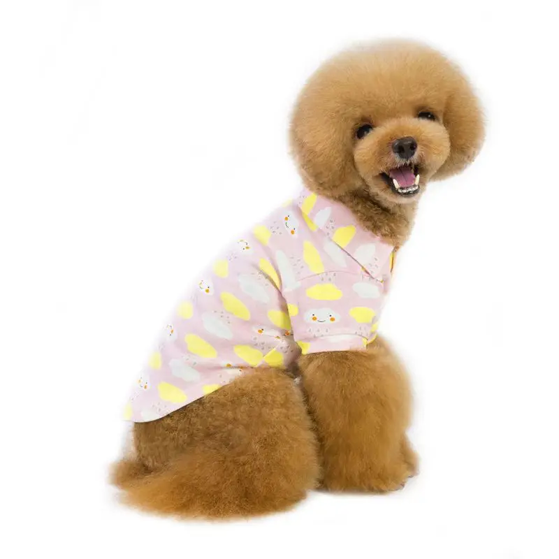 Хлопковая футболка поло для домашних животных розовая синяя с рисунком