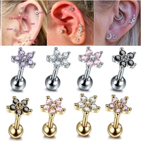 1pc cz gem flower cartilage helix earring piercings crystal rook tragus conch earring stud sexy women body jewelry 16g