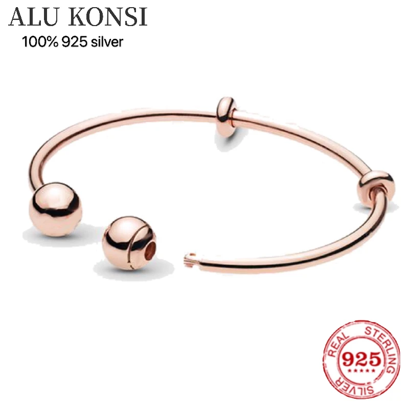 

Hot Sale 100% Real 925 Sterling Silver pan Bracelet for Women Fit Original Design snake Charms Bangle DIY high quality Jewelry