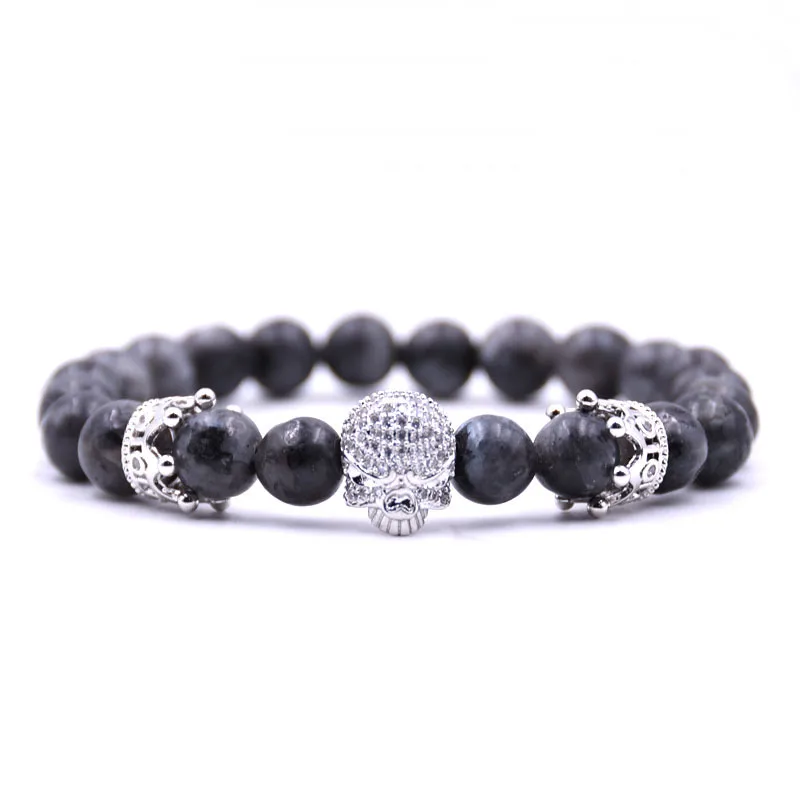 Мужской браслет с инкрустацией из циркона Золотая Корона череп дьявол мужские