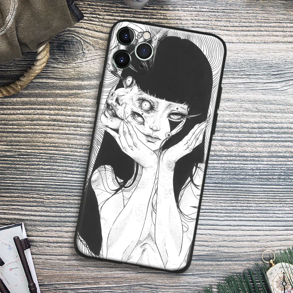 Junji Ito Tees Horror Cartoon Silicone for IPhone Se 6 7 8 14 Plus X XR XS 11 12 13 Mini Pro Max Glass Phone Case Cover Shell |