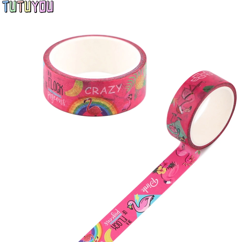 

PC2995 1pcs Summer Style Pink Bird Painting Washi Tapes DIY Painting Paper Tape Decorative Adhesive Tapes Scrapbooking Stickers