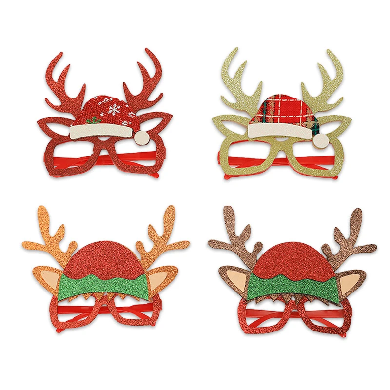 1 шт. мультяшная шапочка со сверкающими рогами Рождественская оправа для очков
