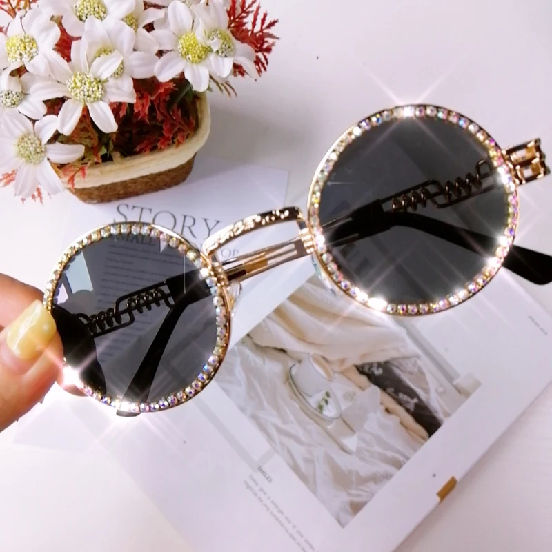 Очки солнцезащитные женские круглые с прозрачными линзами винтажные Роскошные