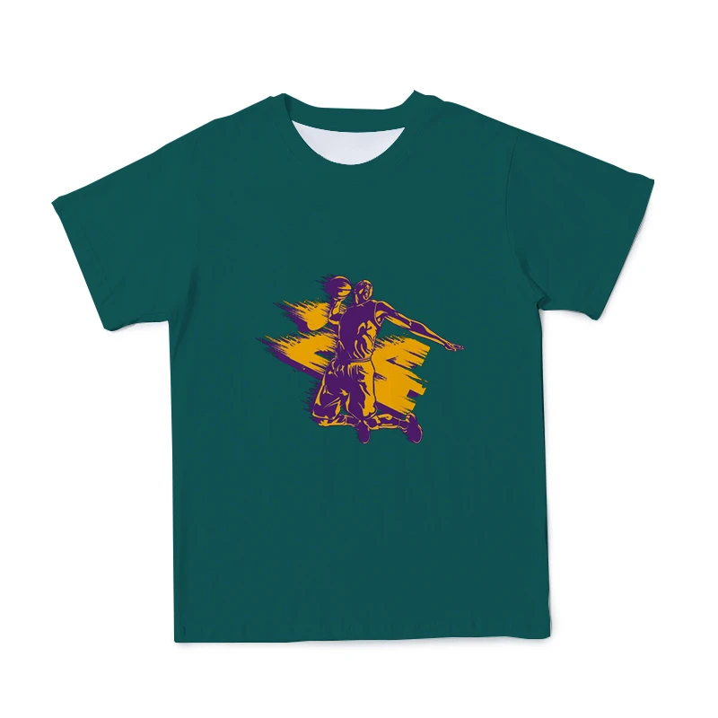 

2021 3D Summer Men's Pure Color Basketball Junior T-Shirt Fashion Comfortable Loose Short Sleeve Sweatshirt Can Be Customization