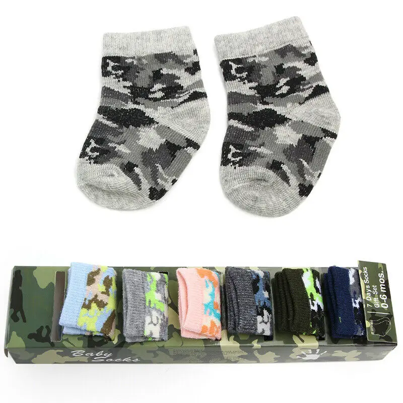 

7 Pairs Solid Cotton Children Socks Baby Warm Socks Unisex Kids Short Socks Anti Slip Floor Socks for 0-6M