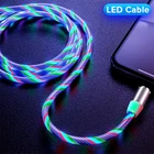 Светодиодный магнитный кабель 1 м, USB Type C, шнур, светящийся провод для передачи данных для iPhone, Samsung, Huawei, Xiaomi, мобильный телефон
