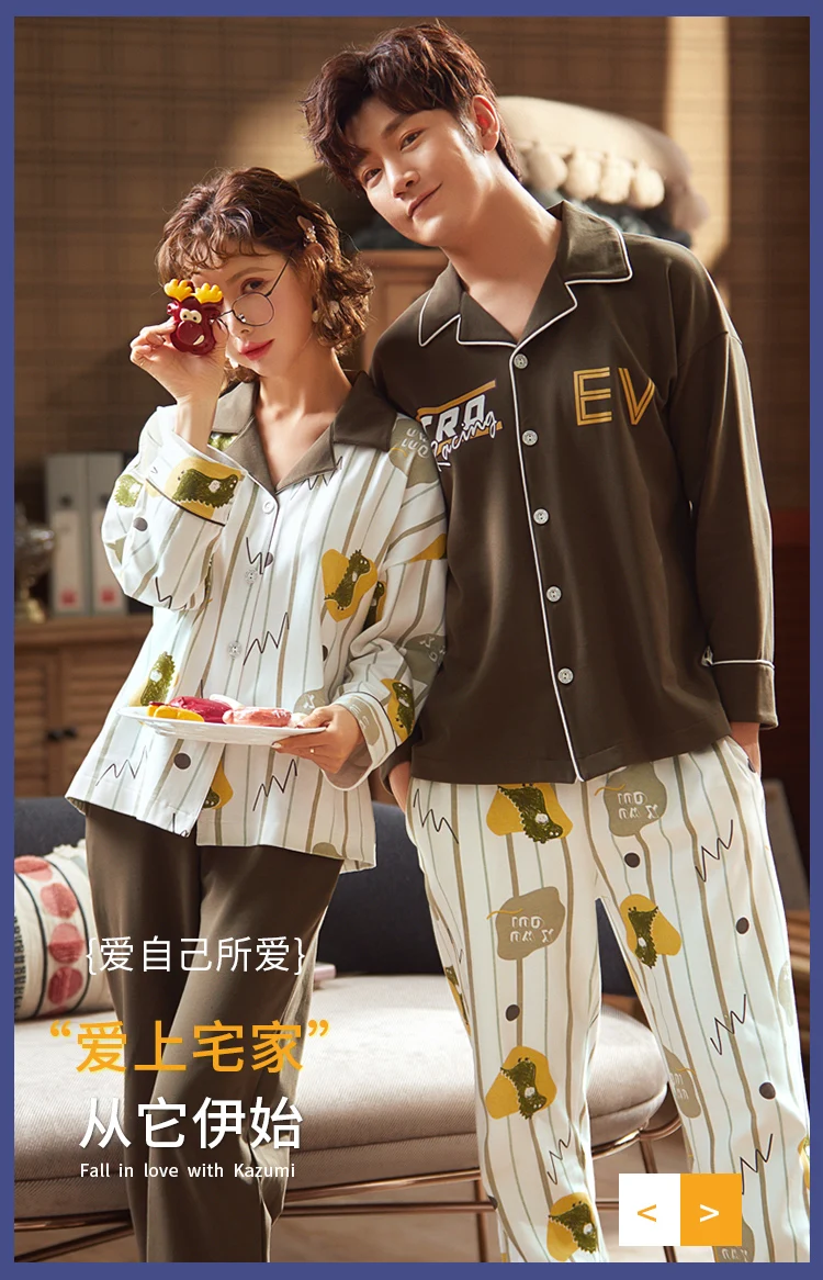 buffalo plaid pajama pants New Sweet Couple Pajama Suit Women And Man Cotton Pajamas 2pcs Set Lover Sleepwear Family Pijama Night Suit Sweetheart Nightgown mens designer pjs