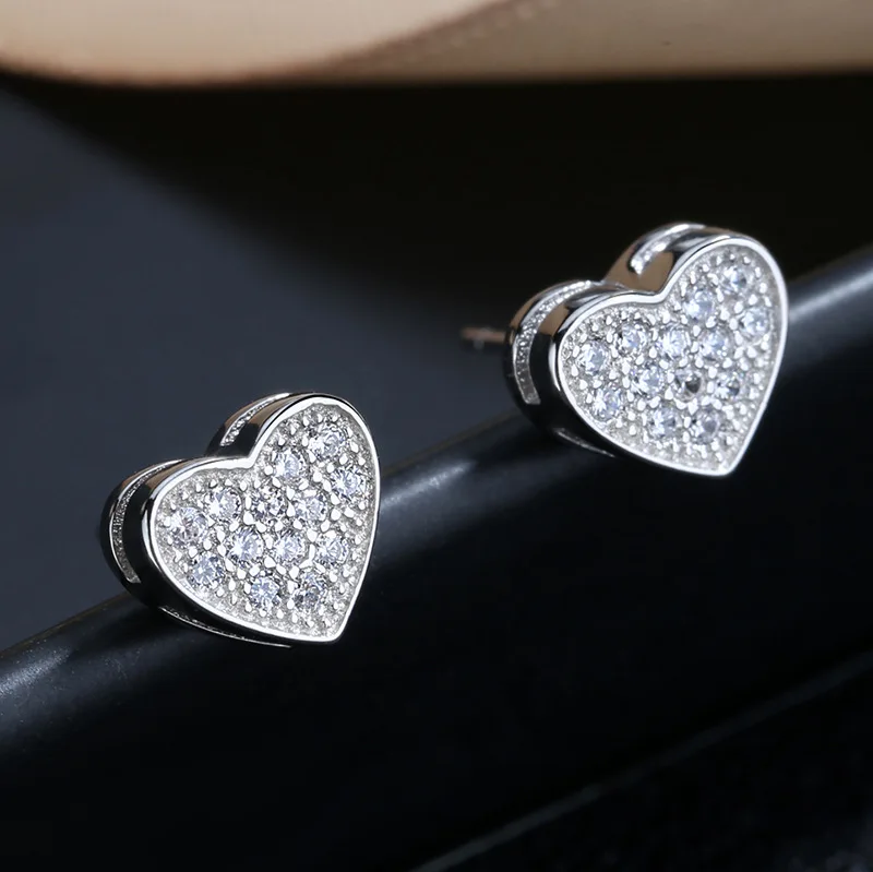 

Exquisite silver plated women CZ crystal heart earring 2021 Korea fashion elegant Women's eternal wedding party jewelry