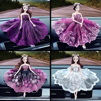 car accessories womens wedding dolls creative car accessories lovely long hair lace dress car accessories car ornament