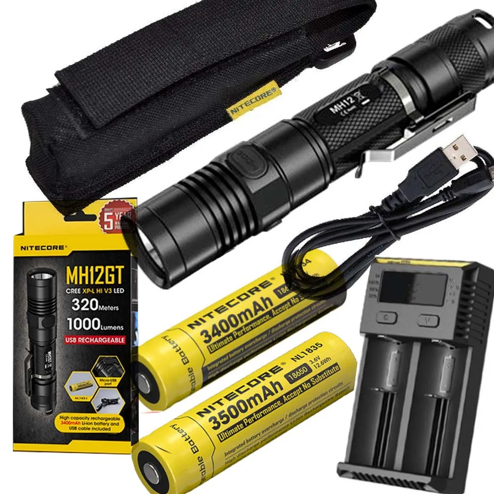 NITECORE MH12GT 1000 люмен LED 18650 3400mah аккумулятор USB Перезаряжаемый Фонарик спасательный