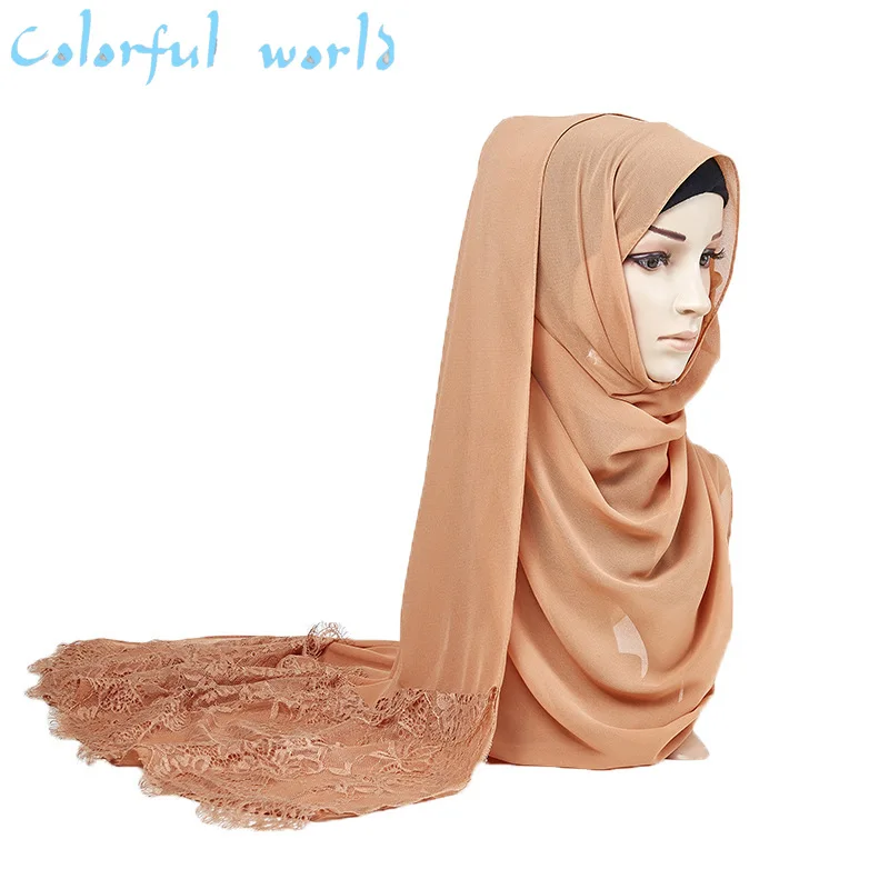 2020 Малайзия Новый жемчужный шифоновый кружевной женский хиджаб качественный
