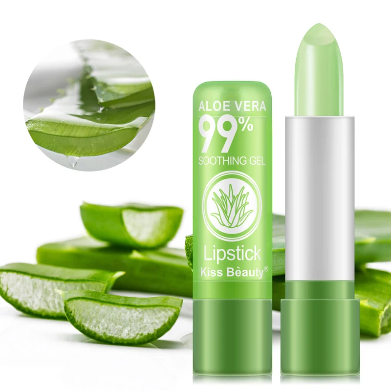 

Aloe Vera Natural Moisturizer Hygienic Lipstick Professional Lips Makeup Temperature Changed Color Lip Blam Chapstick Gift TSLM1