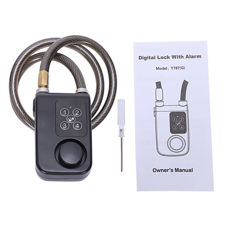 

Electric Digital Door Lock With Wire Rope Waterproof Home Anti Theft Lock With 110Db Alarm For Door & Bicycle