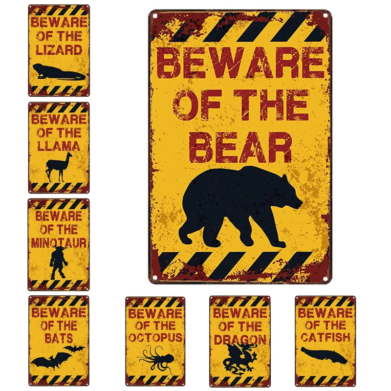 

Остерегайтесь животных, винтажный декор, жестяная вывеска, забавное уличное украшение, двор, фермерский дом, Декор, металлическая настенная...