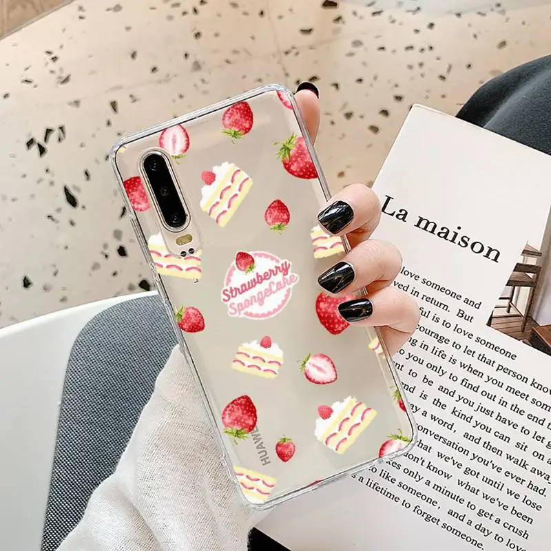 

strawberry Phone Case Transparent for Samsung A71 S9 10 20 HUAWEI p30 40 honor 10i 8x xiaomi note 8 Pro 10t 11
