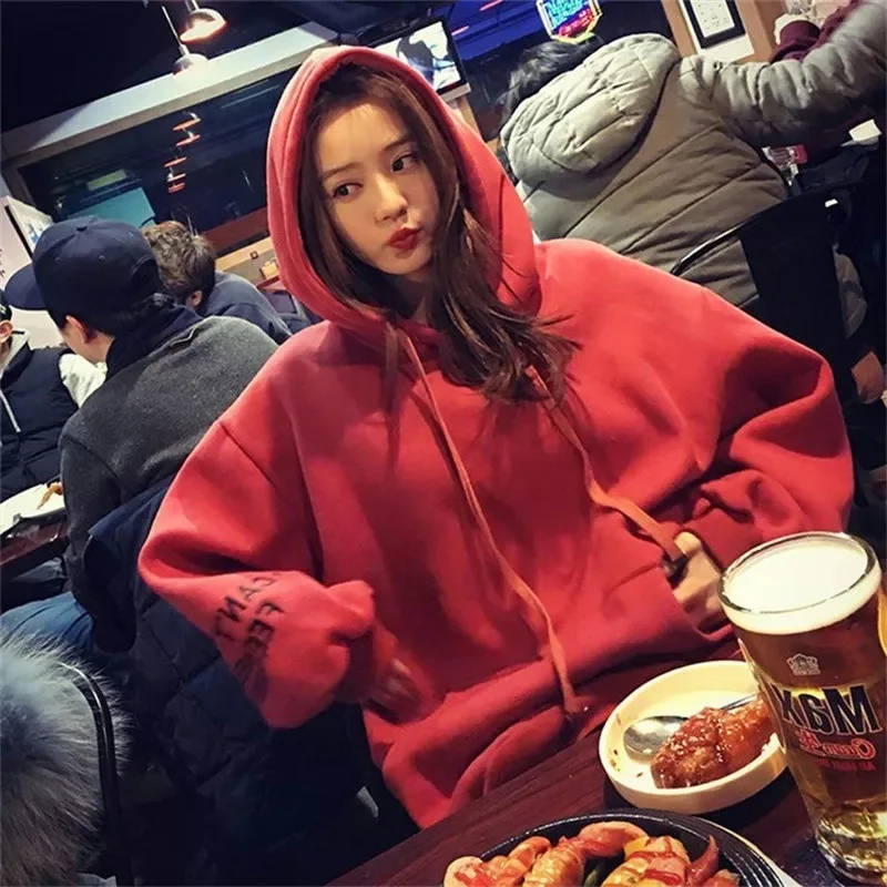 

Women's Hoodies Oversized Autumn Winter Cashmere Thick Velet Woman Sweatshirts Korean Hooded Unisex Clothes Female Hoody Tops
