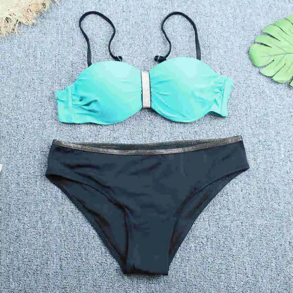 

Solid Bikini Push up 2020 Sexy Women Swimsuit Plus Size Swimwear Female Yellow Beachwear Summer Biquini Bathing suit Women XXL