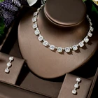 HIBRIDE Нигерия 2 шт. квадратные Свадебные циркониевые Ювелирные наборы для женщин вечерние Роскошные Дубай CZ Кристалл Свадебные Ювелирные наборы N-1456