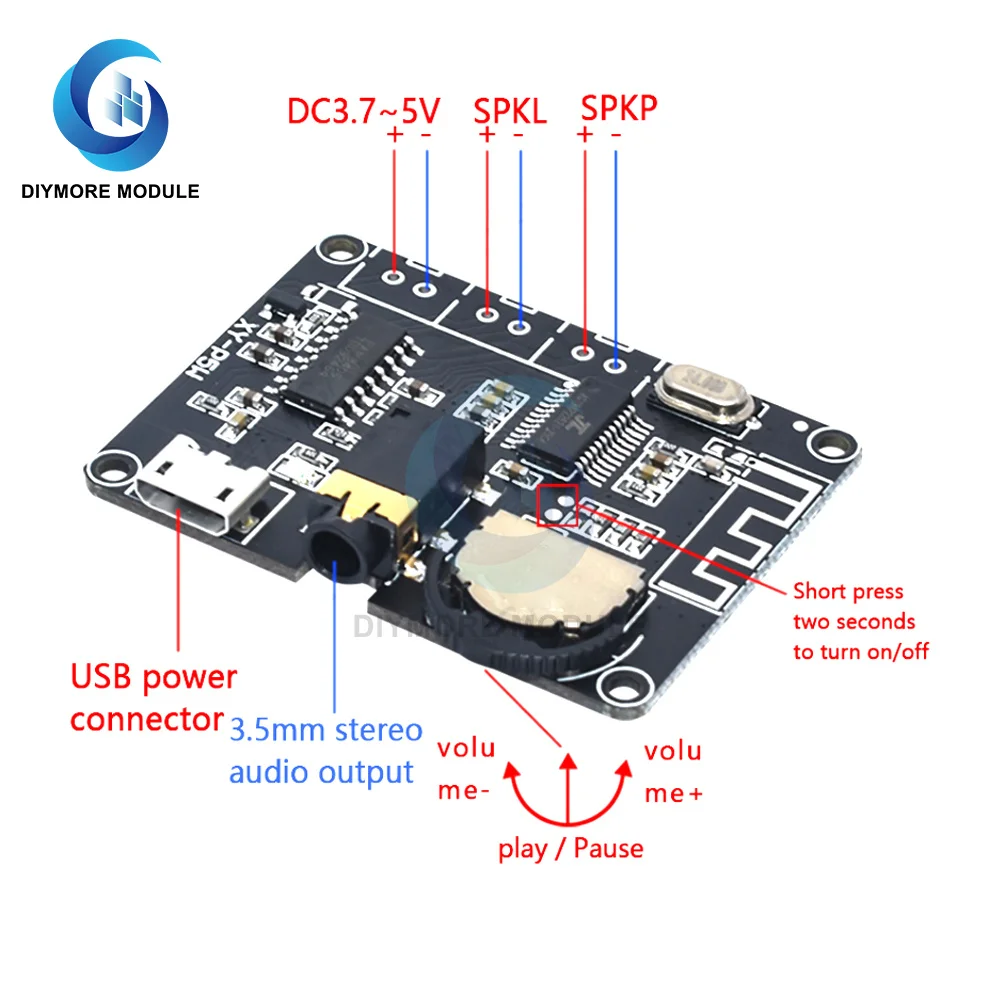 PAM8406 Bluetooth 5 0 усилитель доска DC 3 7 5V стерео аудио Вт + 2 канала с мм AUX Jack XY P5W для
