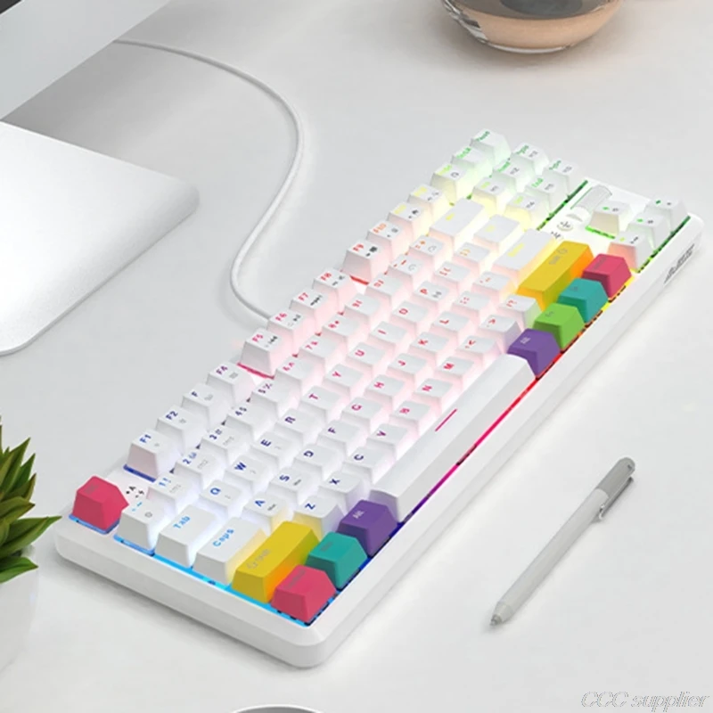 

87 Keys Bluetooth Wired/Wireless Mechanical Keyboard for Ajazz K870T with RGB Backlit Type C Cable 2000mAh Battery NKRO D24 20