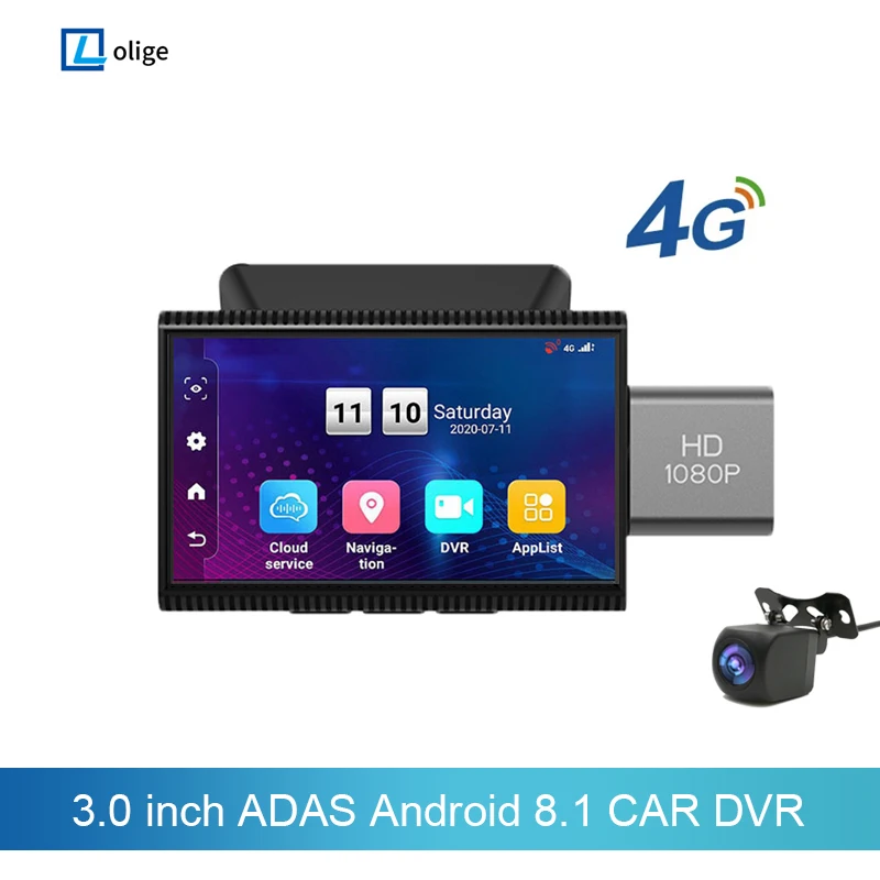 

Автомобильный видеорегистратор, 4G, 3 дюйма, Android 8,1, с G-датчиком, FHD 1080P, камеры заднего вида, Wi-Fi, GPS-навигация, мониторинг парковки