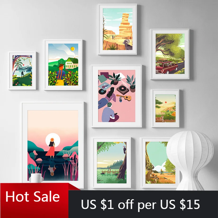 Настенная картина с изображением Человека машины девочки дома заката