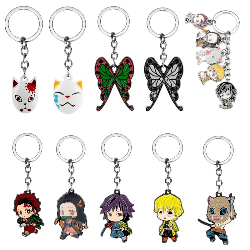 

Demon Slayer Keychain Kochou Shinobu Butterfly Fox Mask Pendant Keyrings Anime Key Chain Key Ring Trinket Keyholder Accessories