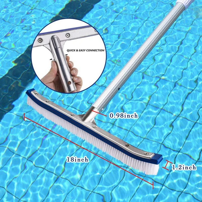 

Hot 18Inches Swimming Pool Cleaning Brush + Fine Mesh Pool Net for Cleaning Pool Cleaning Supplies (Pole Not Included)