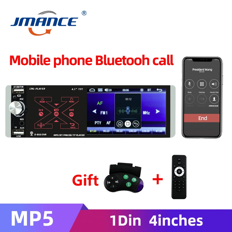 

JMANCE 4.1"Car Radio 1Din Touch Screen Bluetooth Autoradio RDS USB AUX MP5 Video Player MP3 Auto Audio Stereo Support Microphone