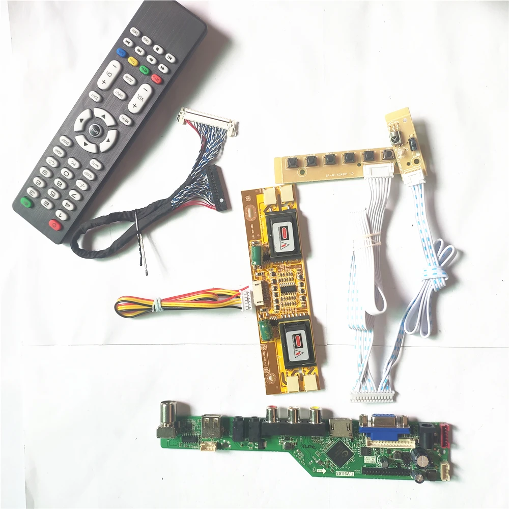 Для CLAA150XP03 CLAA150XP07F LCD HDMI совместимый VGA AV USB RF T.V53 инвертор для платы + пульт