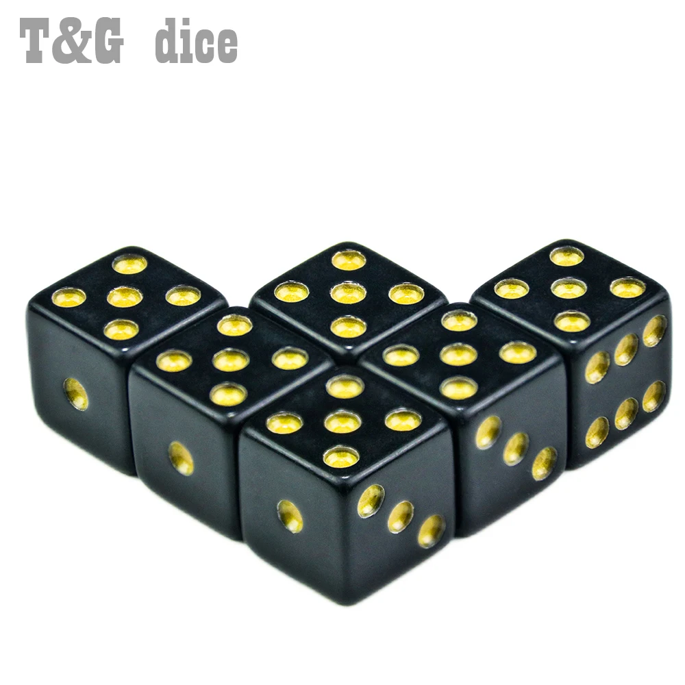 Черные игральные кости с красочным цифровым 6 шт./компл. 16 мм Новый s Cube D6