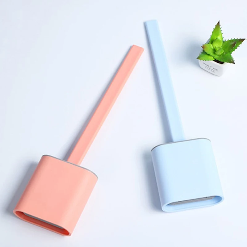 

Silicone WC Toilet Brush Flat Head Flexible Soft With Quick Drying Holder Set Cleaning Brush For WC Accessories