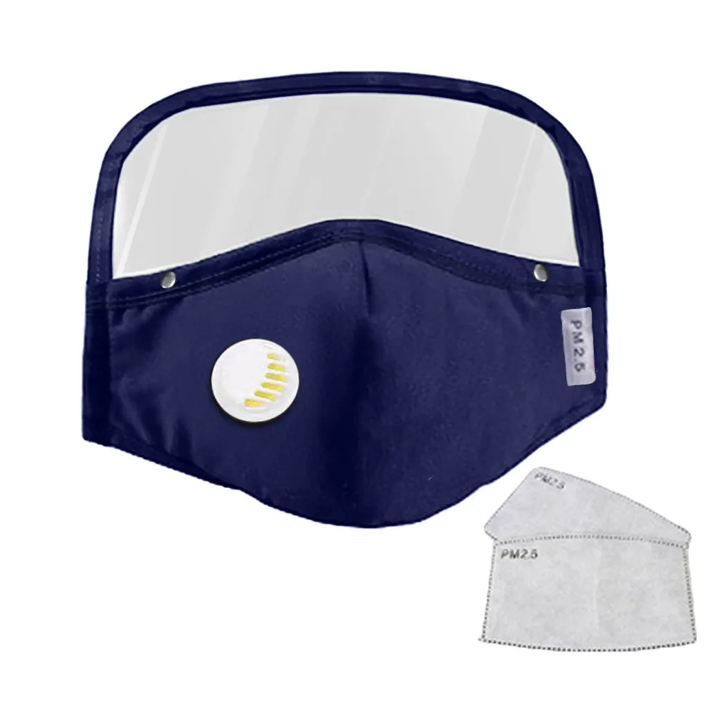 Съемная дышащая маска для лица с Защита глаз + 2 фильтра многоразовая Тканевая рта