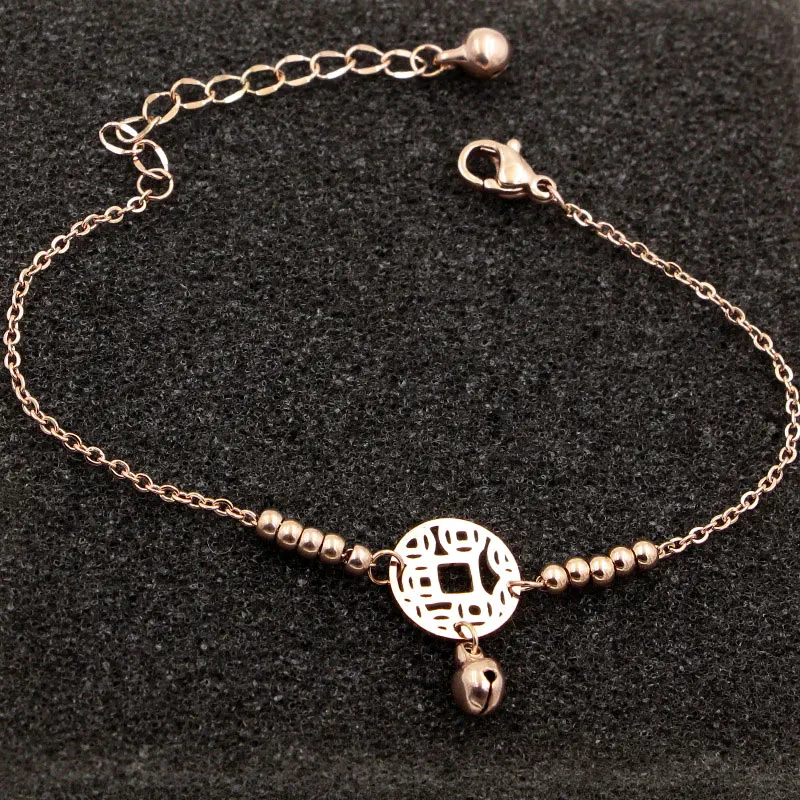 Медная монета и бусина в китайском стиле Колокольчик для женщин девочек браслет