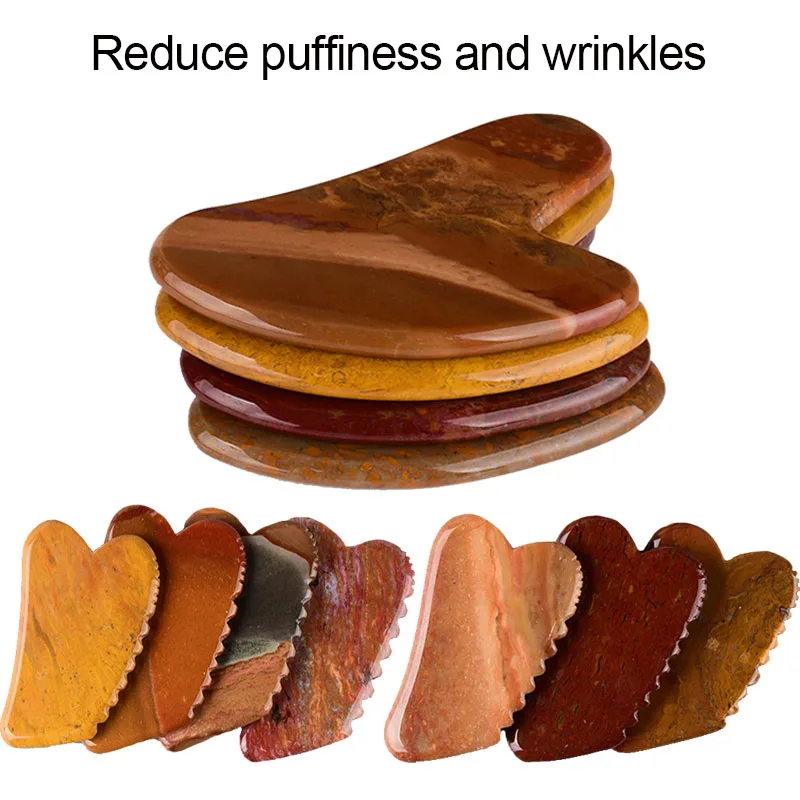 

Therapy Beauty Massage Guasha Board New Egg Yolk Stone Gouache Scraper Face Care Scraper Sawtooth GuaSha Natural Jasper Massager