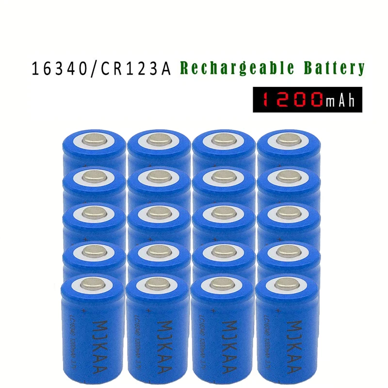 MJKAA 10/12/20Pcs 16340 CR123A 3.7V 1200mAh li-ion Rechargeable Battery Lithium 3.7 V CR 123A Batteries