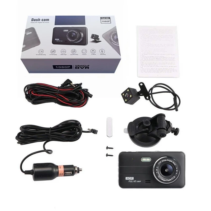 

Car Driving Recorder 4 Inch IPS HD full HD 1080P Car DVR 4 Inch IPS Screen Car Camera Dual Lens Dash Cam Driving Video Recorder