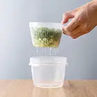 Набора круглых прозрачных ленточек двойной дренажный ящик для хранения ингредиентов коробка Кухня Органайзер Еда чеснок, имбирь лук контейнер-холодильник