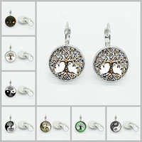 new yin yang tai chi tree of life earrings round glass high end earrings womens best gift