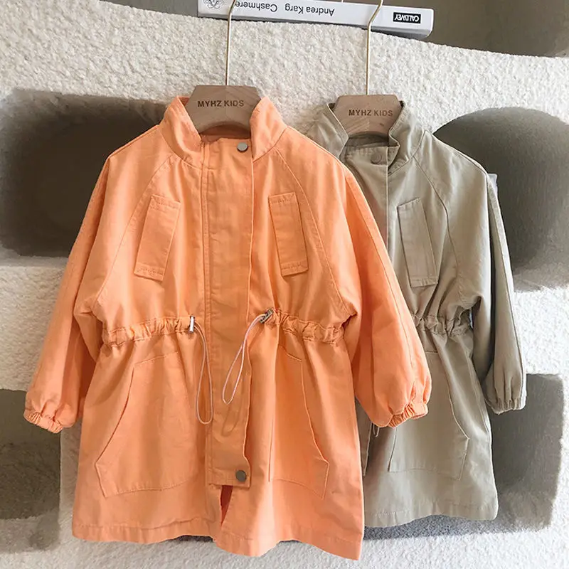 Модный Тренч для маленьких девочек и мальчиков хлопковая Длинная ветровка детей