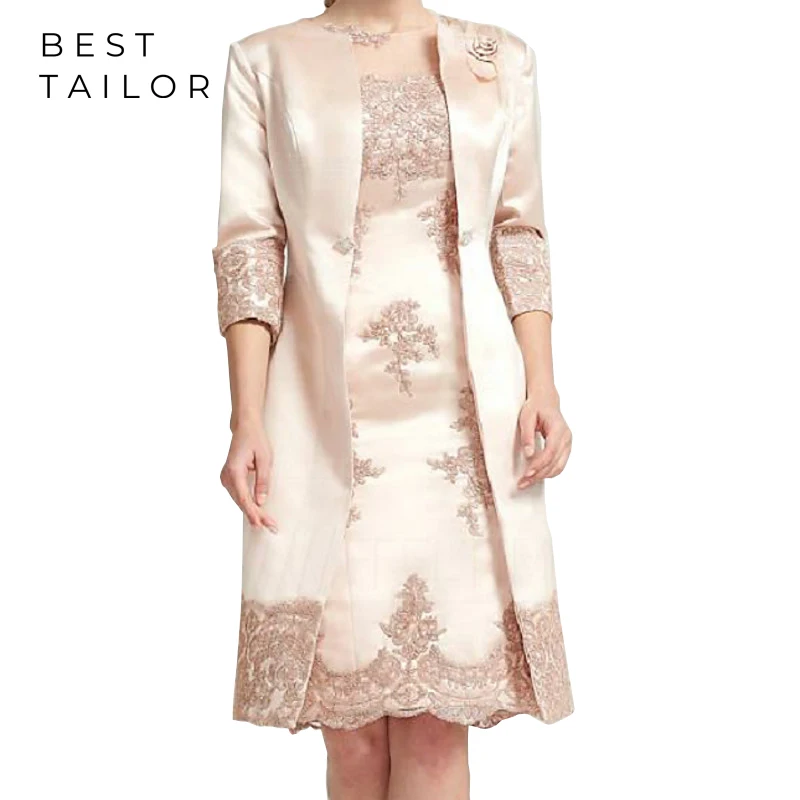 Короткие платья для матери невесты свадьбы с аппликацией вечерние свадебные