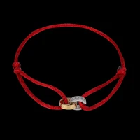 lanruisha simple stainless steel two circle crossed bracelet woven with different color rope style hand make unisex jewelry