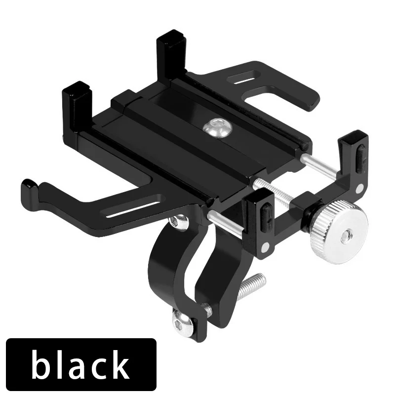 Black Алюминиевый держатель для телефона на велосипед, мотоцикл, для смартфона, регулируемая поддержка, gps, велосипед, MTB, руль, подставка для телефона, кронштейн - Цвет: Black