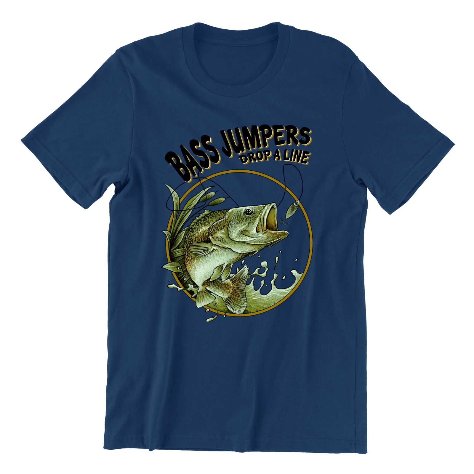 

Bass Jumpers Drop A Line Fisherman Anglers Angling T-Shirt. Summer Cotton O-Neck Short Sleeve Mens T Shirt New S-3XL