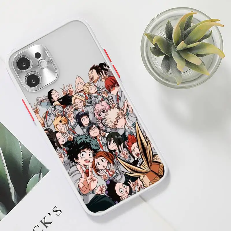 

Anime My Hero Academia Phone Case For iPhone 12 11 Mini Pro XR XS Max 7 8 Plus X Matte transparent White Cover