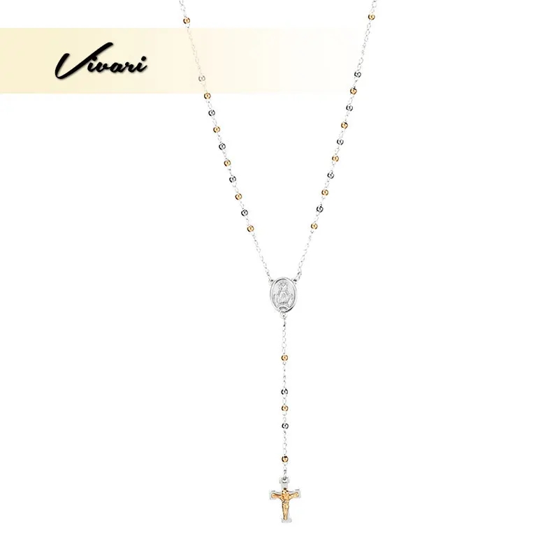 

Vivari Women's Beaded Stainless Steel Necklace Cross Pendant Popular Accessories