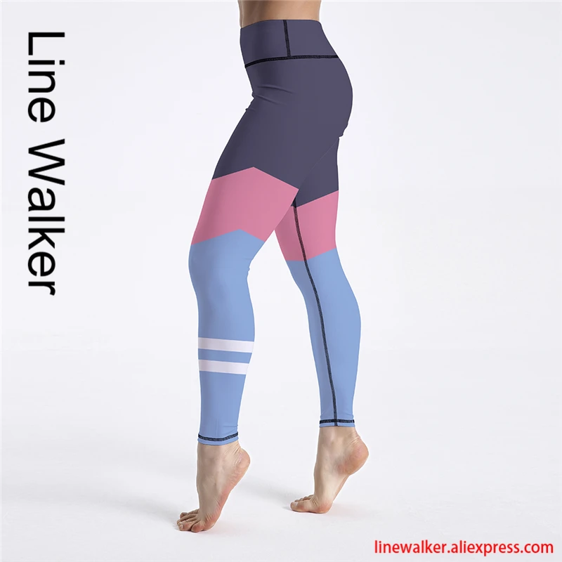 Леггинсы с вставками и принтом в полоску штаны для йоги высокой талией эффектом