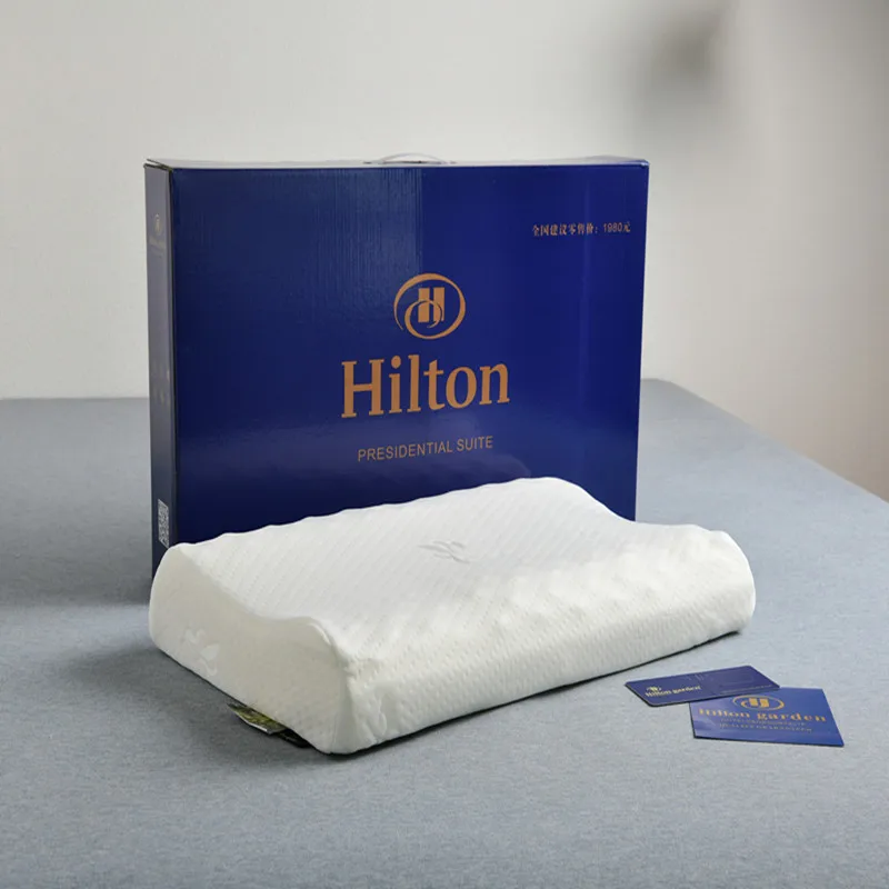 

Hilton Hotel Memory Foam Bed Orthopedic Pillow for Neck Pain Sleeping with Embroidered Pillowcase 50*30cm